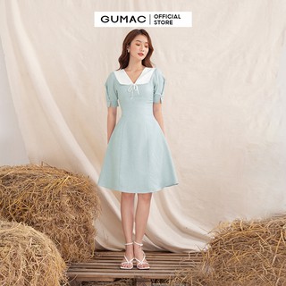 Đầm nữ cổ trắng đăng ten GUMAC DA1004