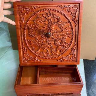 Khay Đựng Bánh Kẹo Ngày Tết bằng Gỗ Hương Trạm Long Phụng Sum Vầy- khay đựng mứt tết bằng gỗ -- ảnh thức tế 100%