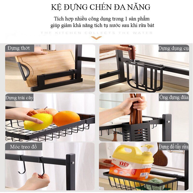 Kệ chén bát đa năng - Giá để chén đũa gác bồn rửa tiện lợi