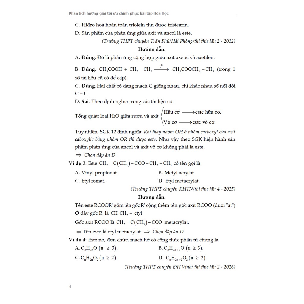 Sách - Phân Tích Hướng Giải Tối Ưu Chinh Phục bài Tập Hóa Học Chuyên Đề ESTE