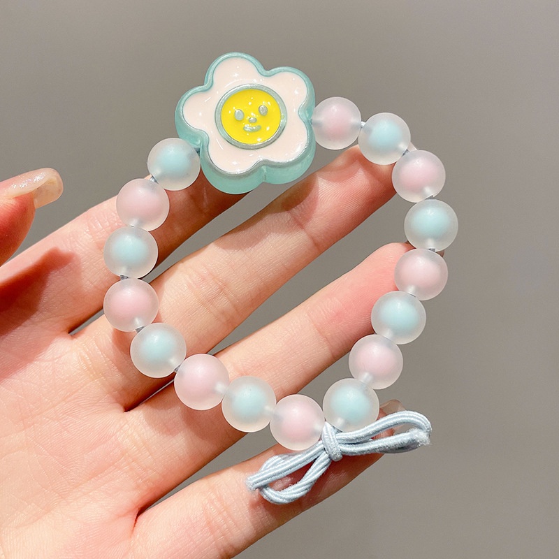 Dây Cột Tóc Cao Su Co Giãn Trong Suốt Xâu Hạt Hoạt Hình Dễ Thương Cho Bé Gái JP5