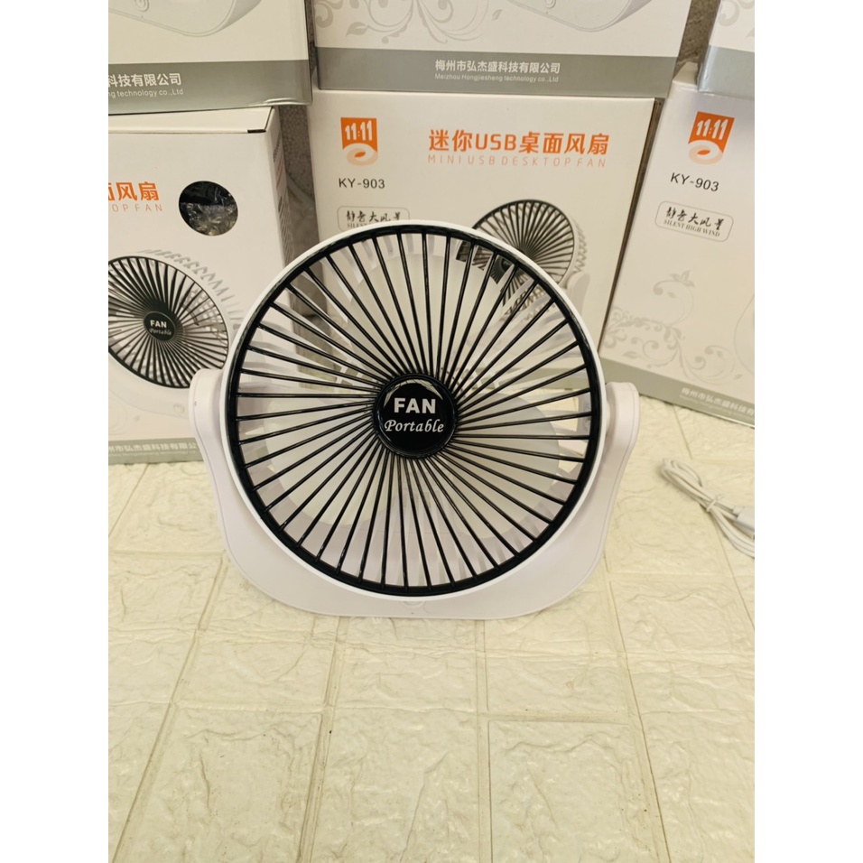 Quạt sạc tích điện xoay 120 độ KY-903 thiết kế đẹp mắt chắc chắn chạy êm luồng gió mát mẻ - Mini USB Desktop Fan KY 903