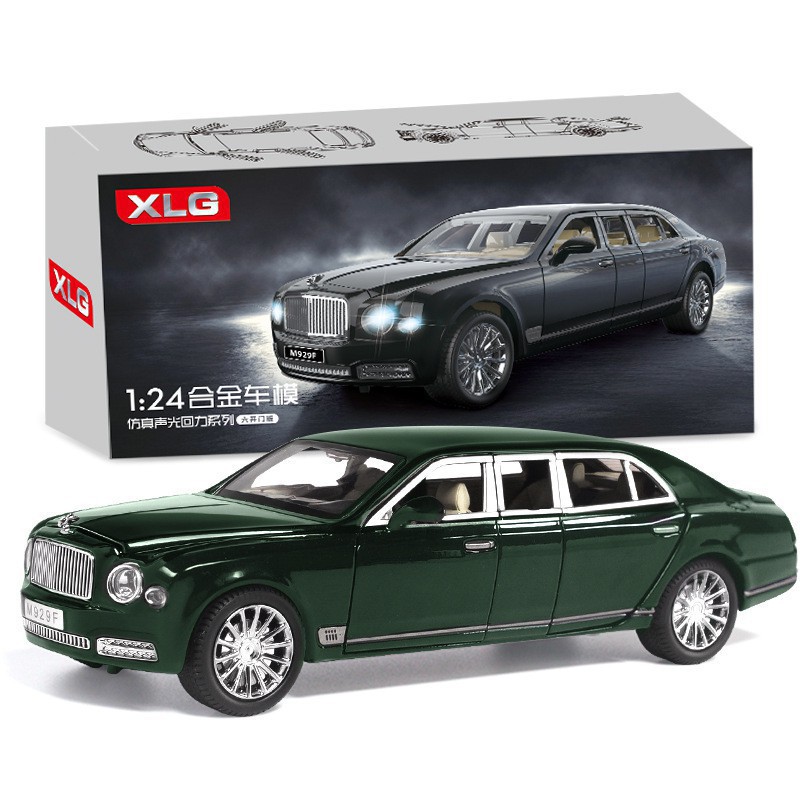 Mô hình xe ô tô Bentley Mulsanne Grand Limousine tỉ lệ 1:24, mở hết cửa, khung xe kim loại chắc chắn