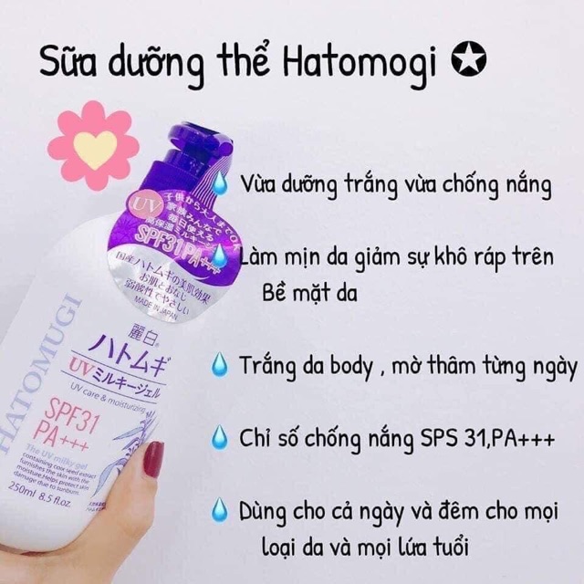 Sữa dưỡng thể chống nắng Hatomugi SPF 31PA+++