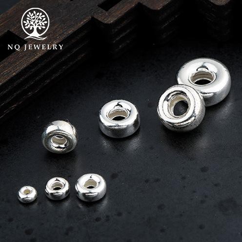 Combo 10 charm bạc chặn hạt hình cầu dẹp - NQ Jewelry
