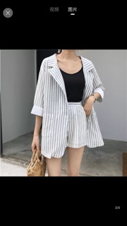 Set blazer kẻ sọc
