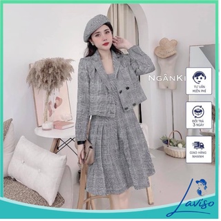 Sét váy nữ tay dài chân váy dáng xòe đẹp sang chảnh LAVISO V36