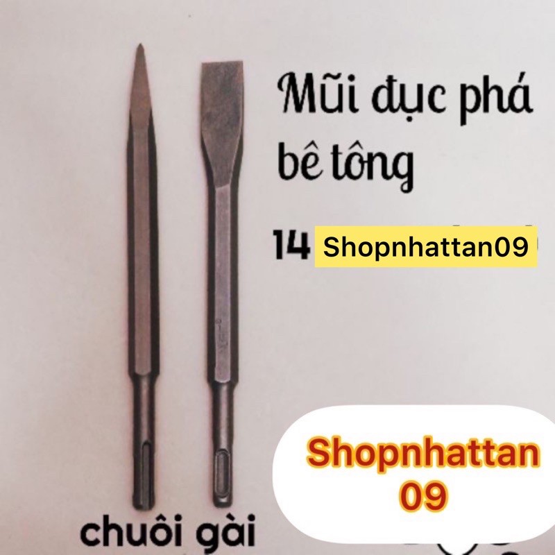 Mũi đục phá bê tông dẹp & nhọn - mũi đục bê tông 14