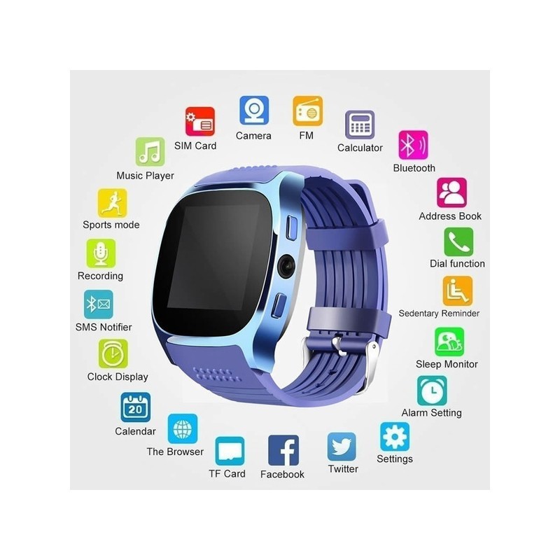 Đồng Hồ Thông Minh T8 BT3.0 Hỗ Trợ Thẻ SIM Và Camera Cho Android