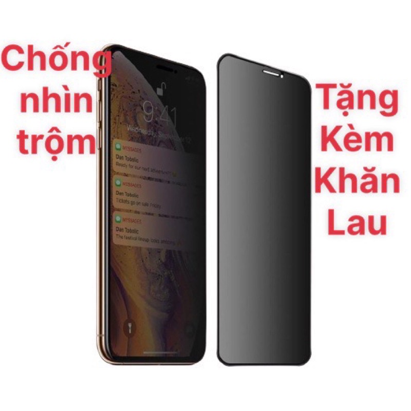 [ CÓ lP 14]Kính cường lực chống nhìn trộm full màn hình cho lp dán chống nhìn trộm cao cấp 7plus đến 14promax