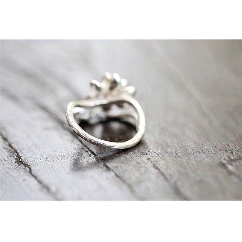 Miyan S925 Bạc Cổ Nguyên Bản Hoa Sen Handmade Nhẫn Mở Nhẫn Tươi Đơn Giản Hoa Nhẫn Bạc