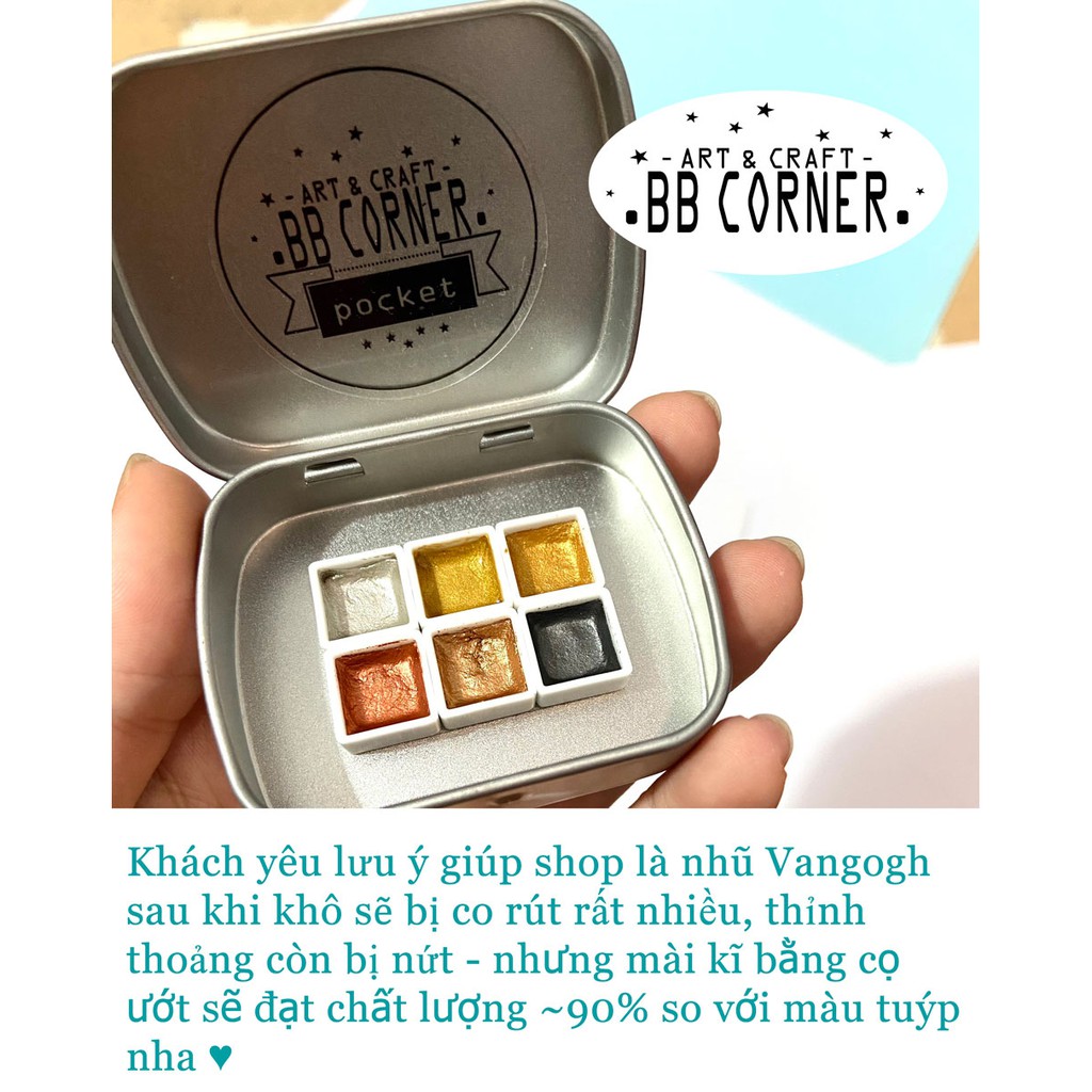 Pocket Vangogh 12 màu nhũ | 4 màu dusk dung tích 0.5ml-1ml dùng cho tranh màu nước.
