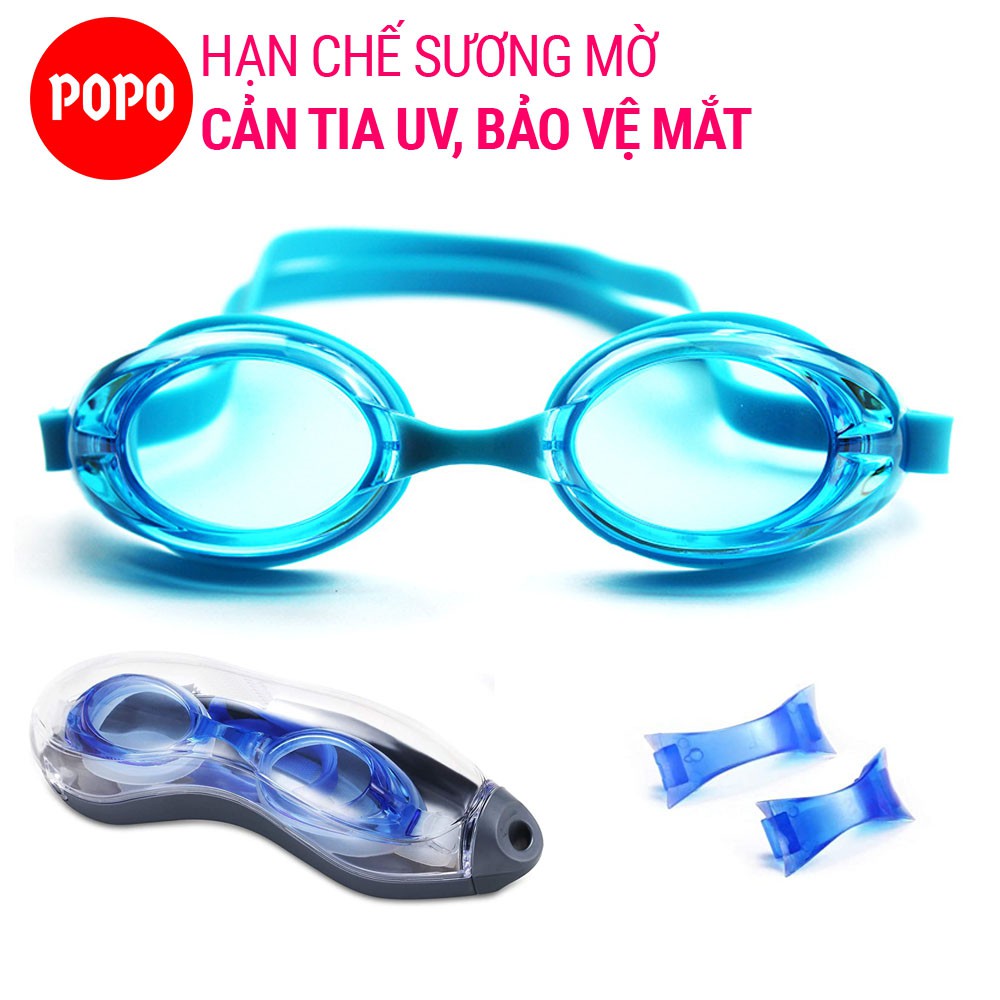 Kính bơi người lớn, kính bơi chính hãng mắt trong POPO 1153 chống tia UV chống lóa, mắt trong suốt kiểu dáng thời trang