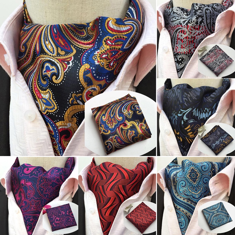 Bộ Khăn Tay Lụa Vuông Vintage Sang Trọng Cho Nam