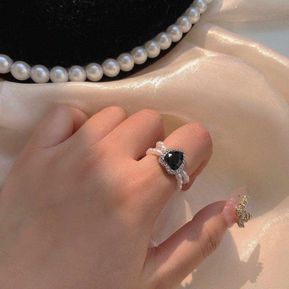 Nhẫn Kim Loại Màu Đen Hình Trái Tim Lãng Mạn|Trang Sức Vòng Cổ Cho Bữa Tiệc