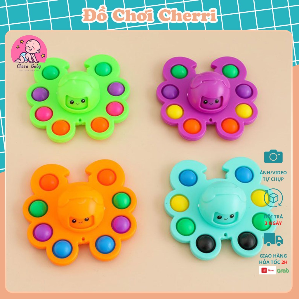 Con Quay Pop It 3D Silicone chơi bóp bóng có dây đeo giúp trẻ em giải trí thông minh giải tỏa áp lực, Đồ Chơi Cherri