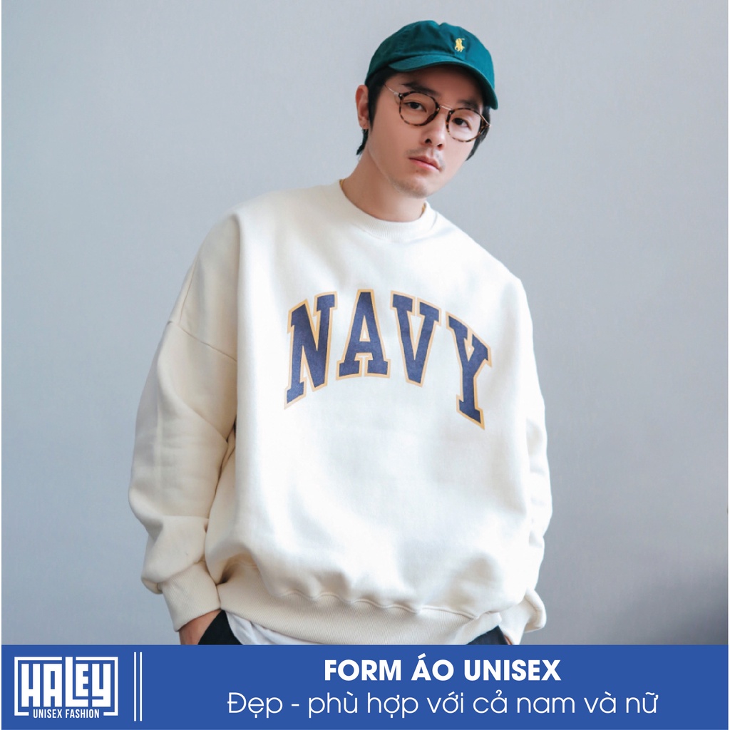 Áo sweater nam nữ HALEY tay dài  đẹp HD37 Hoodie không mũ phong cách Hàn Quốc Form Rộng Unisex