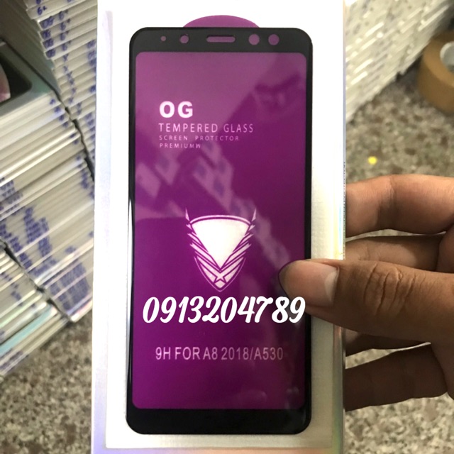 Kính Cường Lực OG Galaxy A8-2018 / A530 full màn khoan không thủng