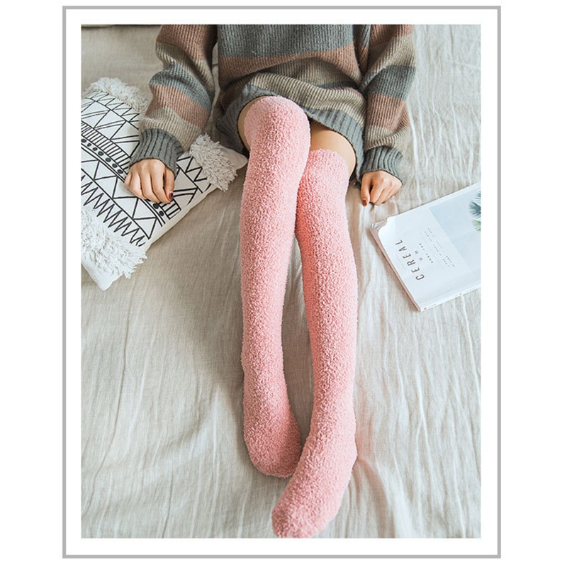 Xiangbao Vớ Dài Qua Gối Màu Trơn Ngọt Ngào Dễ Thương Giữ Ấm Mùa Đông Cho Nữ