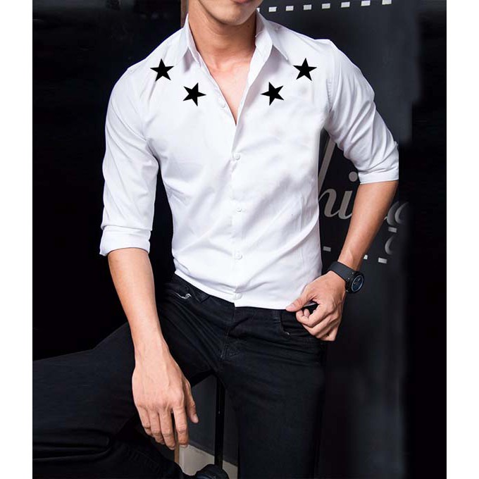 FREESHIP HOẢ TỐC“ HOTREND “ Sơ Mi Trắng Cao Cấp - Áo Sơ Mi Trắng Nam Thêu Hoạ Tiết New