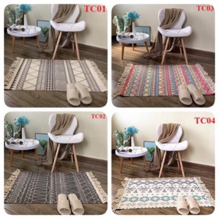 Thảm dệt phong cách vintage để chân giường, chân ghế sofa phong cách