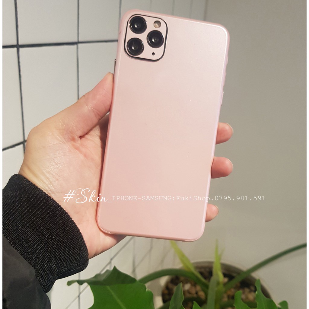 Tấm Dán Skin Mặt Sau Màu Hồng Sakura Pink FULL VIỀN Cho 13prm , 12prm , 11prm , xsm , 11pro , 12pro , 13pro - FukiShop