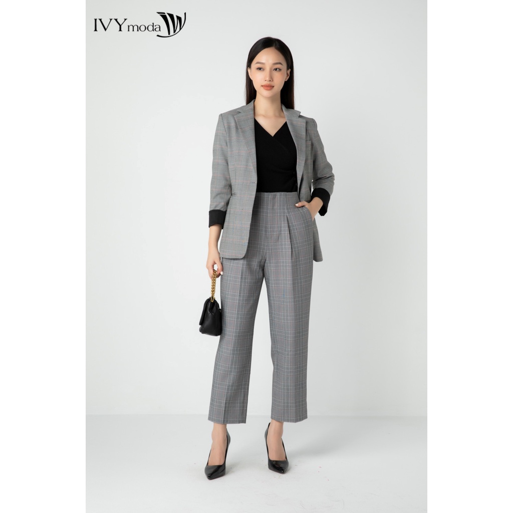 Áo blazer nữ kẻ tay lỡ IVY moda MS 67B9091