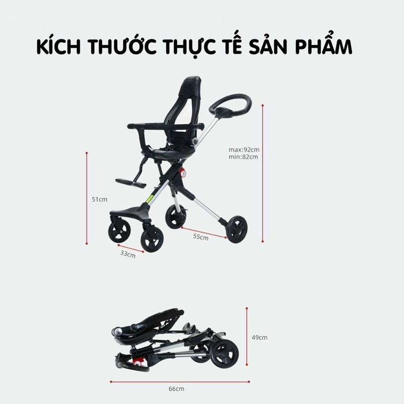 Xe đẩy du lịch đẩy chiều -gấp gọn Tomorrow( full phụ kiện)