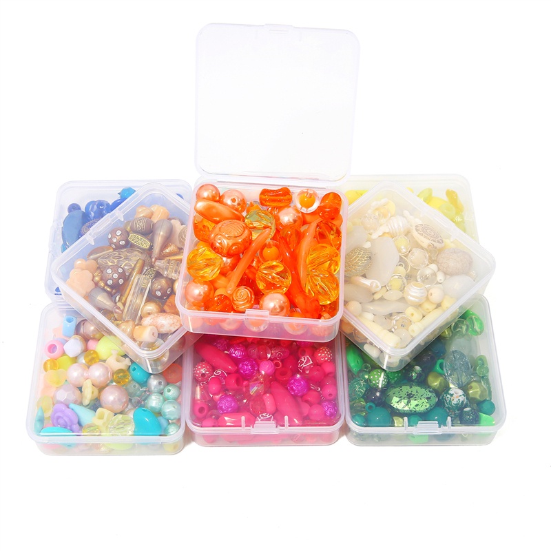 Hộp 80-150 hạt nhựa nhiều màu làm trang sức thủ công 50g