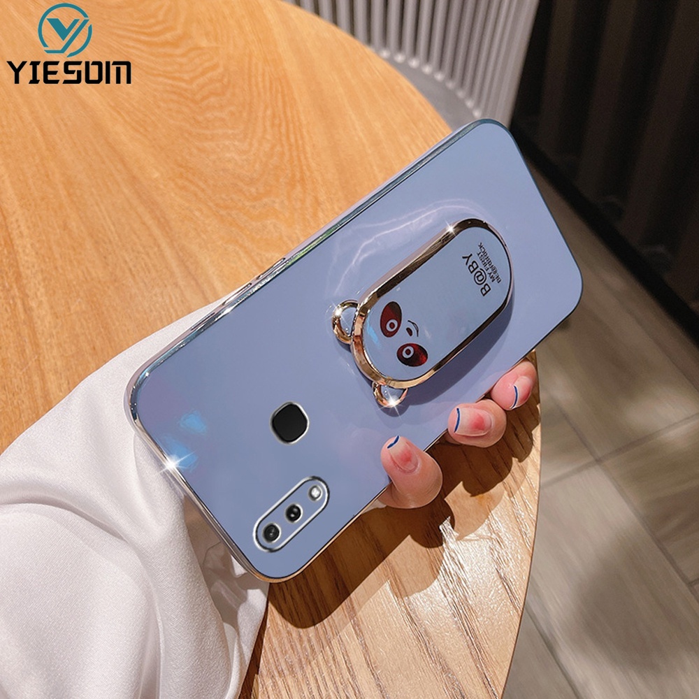 Ốp Điện Thoại Silicon Dẻo Mạ Màu Kèm Giá Đỡ Cho Vivo Y95 Y91 Y93 Y91C Y1S Y50 Y30 Y30i Y71 Y79 Y85 Y66 V9 V7 Plus V5