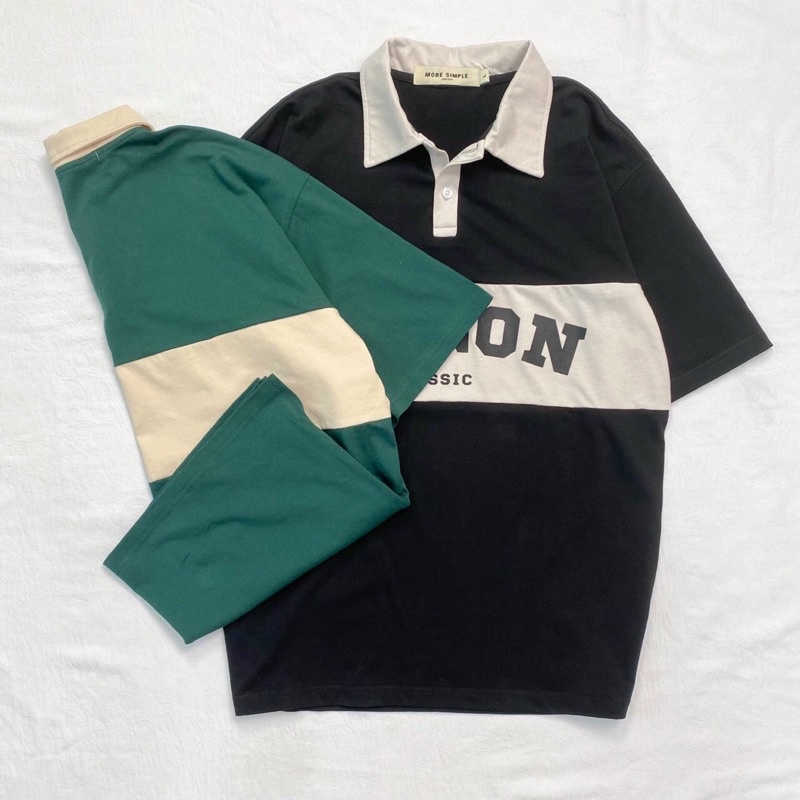 Polo SAIGON màu XANH LÁ/ĐEN form rộng 🖤 Chất thun cotton form nam nữ unisex/Áo thun có cổ Jaystoree2🖤