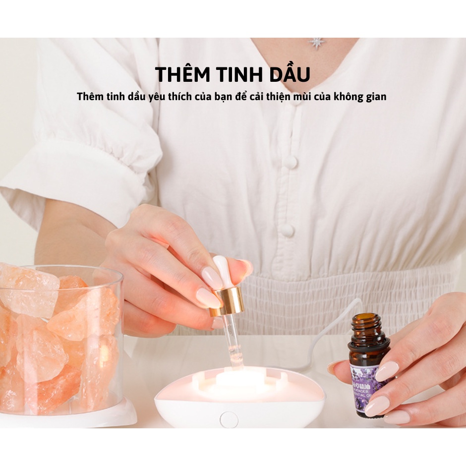 Đèn đá muối Himalaya làm sạch không khí hỗ trợ sức khỏe, Đèn đá muối Himalaya xông tinh dầu - Life Smart