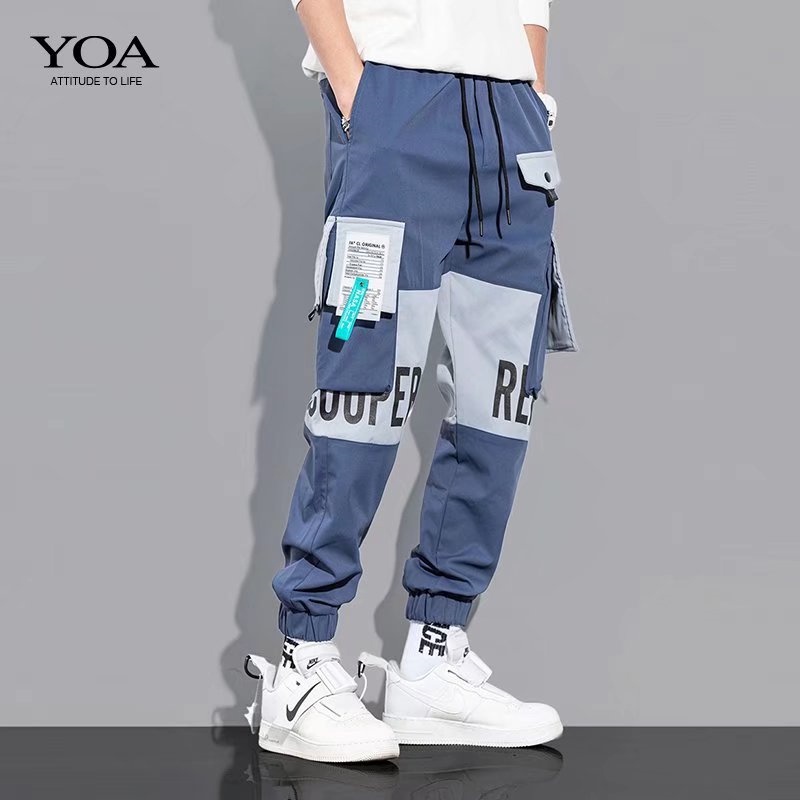 Quần ống rộng nhiều túi màu sắc chất lượng cao phong cách đường phố Hàn Quốc thời trang cho nam size S-5XL