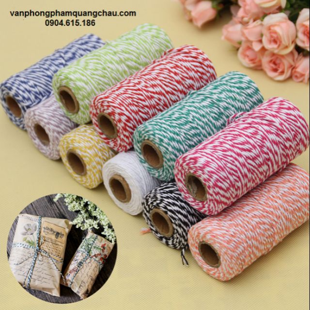 Dây sợi cotton 2 màu - 100 mét/cuộn