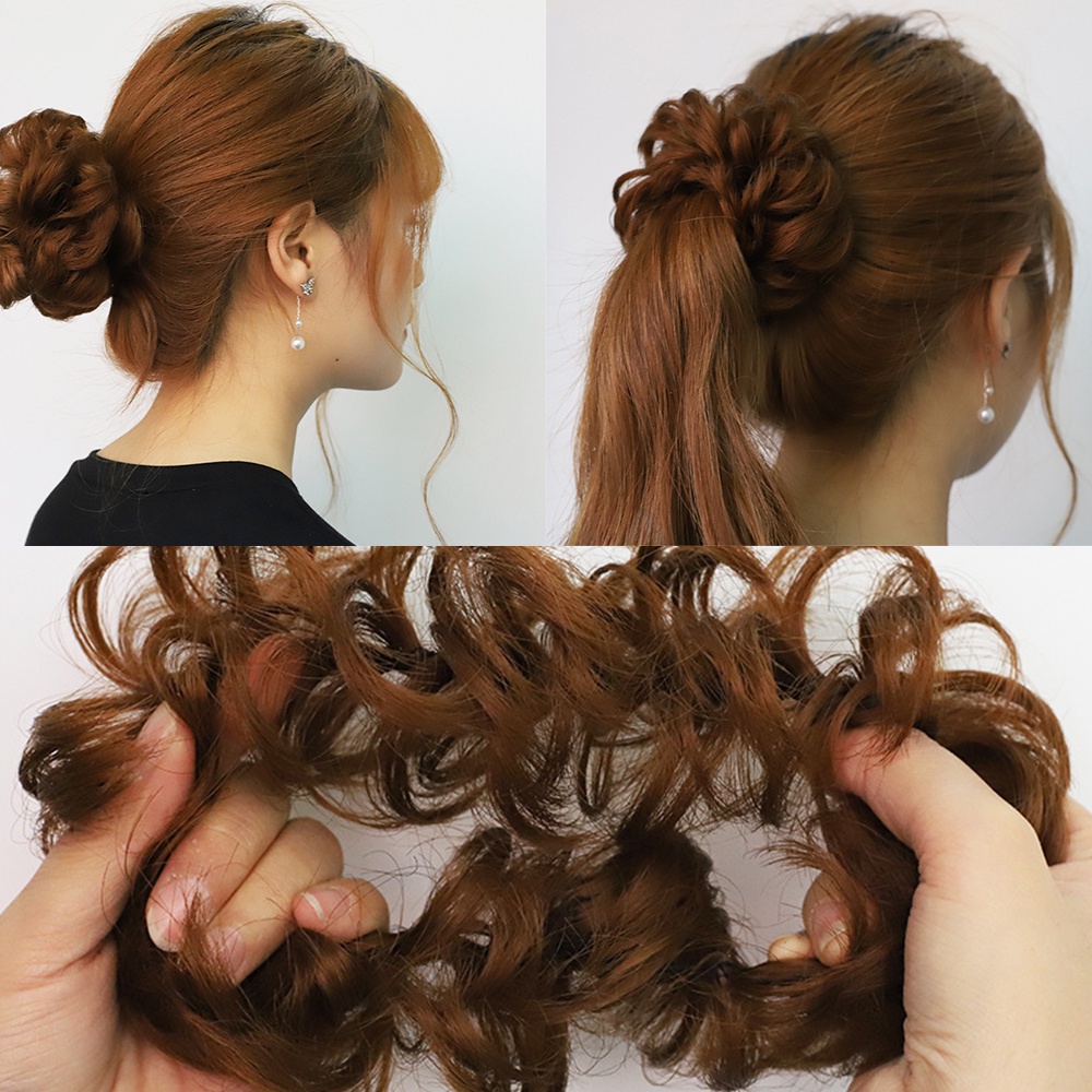 SmileFairyCC【COD &amp; Hàng Có Sẵn】Búi tóc giả rối thời trang trung niên dầy đẹp, búi tóc rối