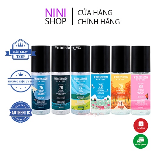 Nước hoa xịt thơm W.Dressroom có sẵn 70ml.