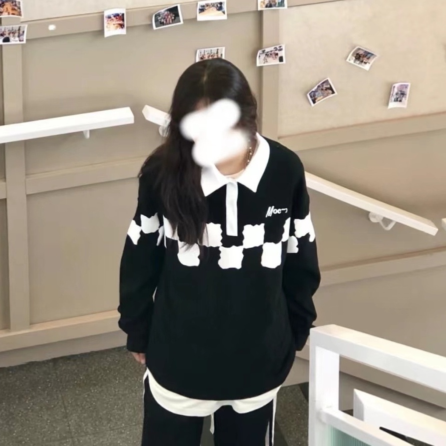 Áo Nỉ Nữ Dài Tay Cổ Bẻ Form Rộng Thời Trang Hàn Mới
