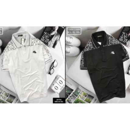 tuan39 Áo thun nam cotton cổ bẻ in họa tiết màu đen, trắng (size M->XXL) 126 tuan39