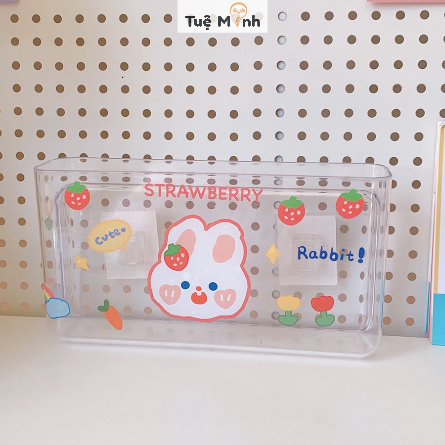 Hộp đựng bút trong suốt treo tường kèm sticker, ống đựng đồ decor đa năng K22