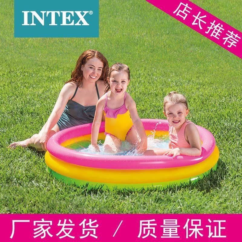 INTEX bể bơi Bơm Hơi Ba Màu Sắc Cỡ Lớn Dành Cho Gia Đình / Trẻ Em