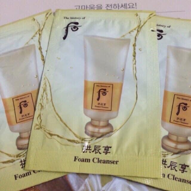 10 gói 2ml sữa rửa mặt Whoo vàng dưỡng ẩm sạch sâu Facial Foam Cleanser Whoo vàngi