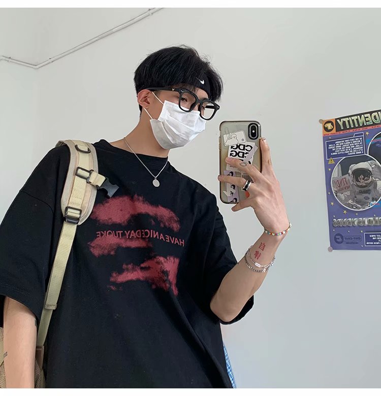 Áo Thun Tay Ngắn Dáng Rộng In Hình Đám Mây Thời Trang Mùa Hè 3 Màu Size M-5XL