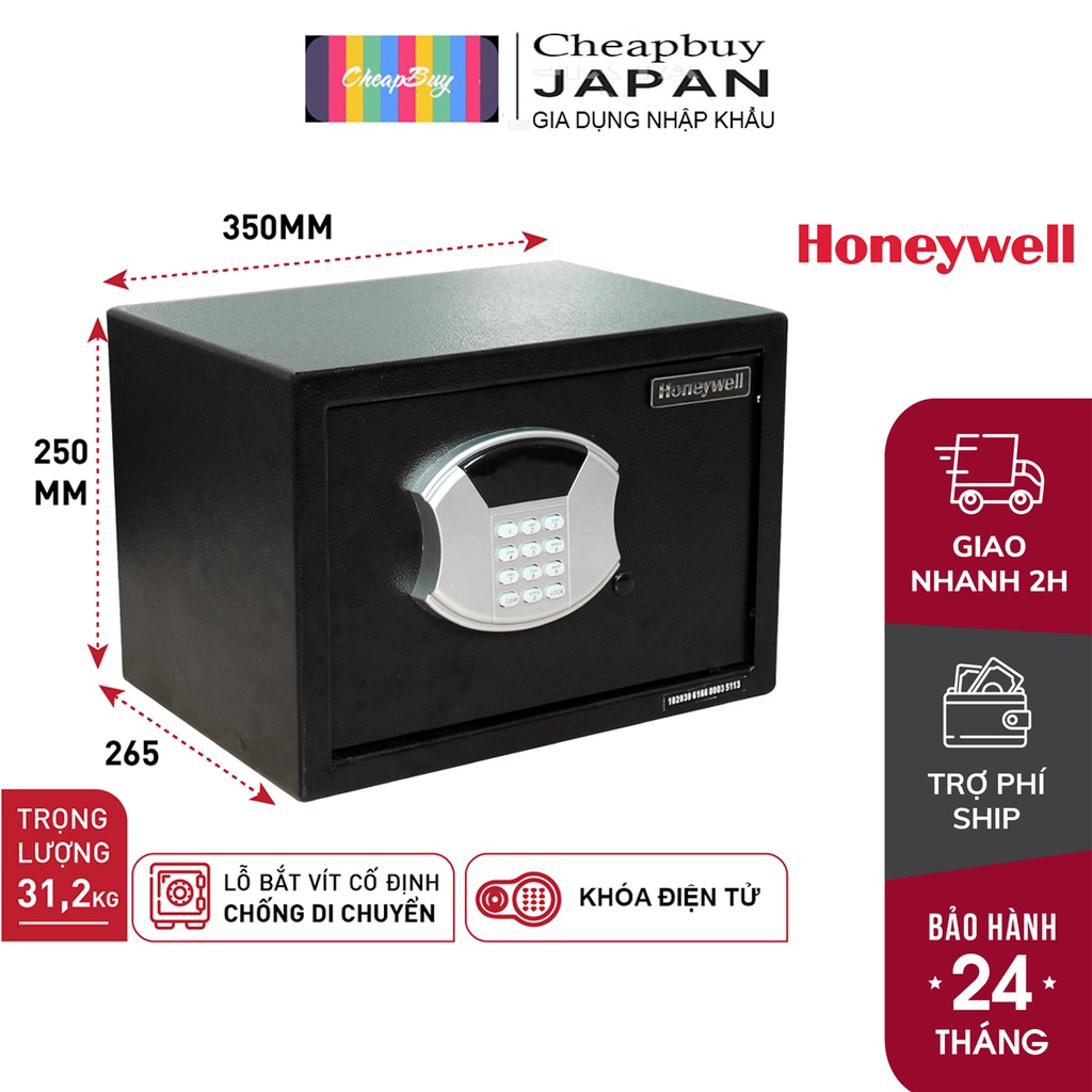 Két sắt điện tử mini nhập khẩu Honeywell 5113, két sắt an toàn gia đình khoá điện tử,khách sạn, resort