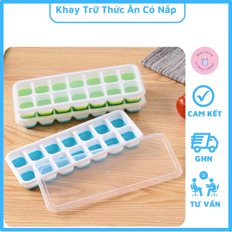 Khay Trữ Thức Ăn Đáy Silicon Có Nắp Đậy