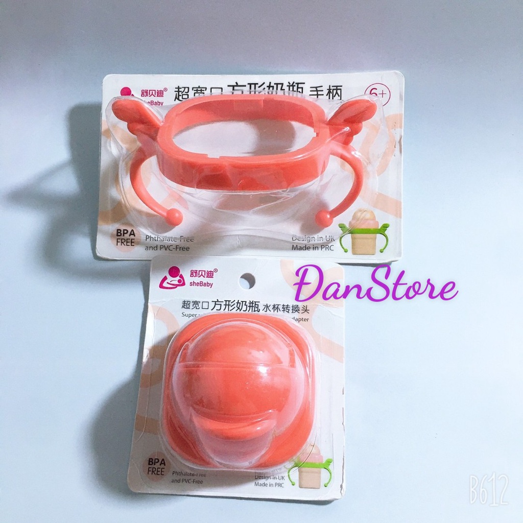 Bộ tay cầm ống hút màu xanh/ hồng/ trắng/ đỏ/ ghi bình sữa he gen,ống hút bình sữa HG