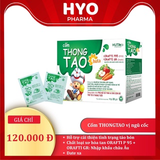Cốm thông táo huta bổ sung chất xơ, chống táo bón cho bé, vị ngũ cốc, hộp 20 gói