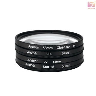 Bộ Lọc Ống Kính Máy Ảnh Andoer 58mm UV+CPL+Close-Up+4+ thumbnail