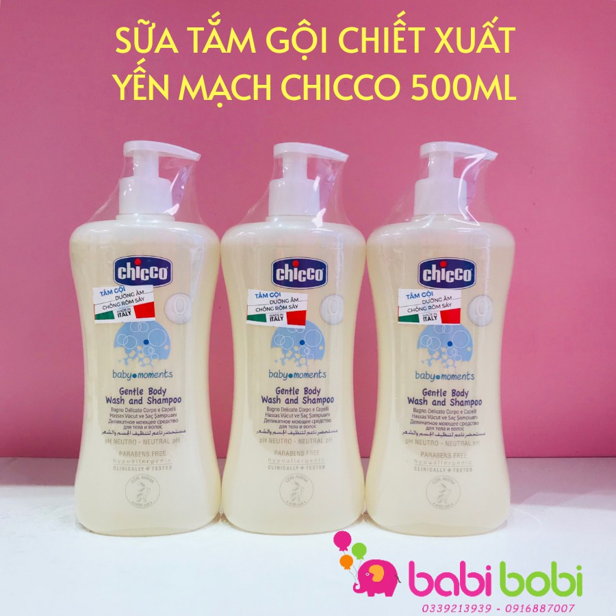 Sữa tắm gội chiết xuất yến mạch Chicco 500ml