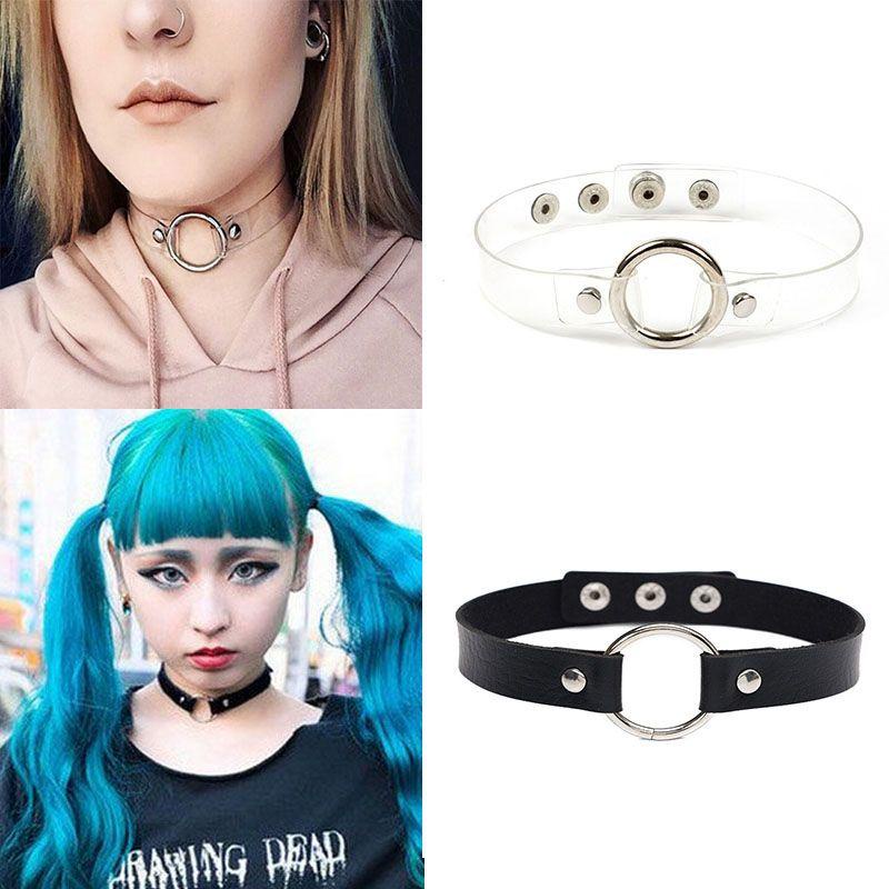 ANEMONE Vòng cổ Da PU Đính Đinh Tán Phong Cách Gothic Punk