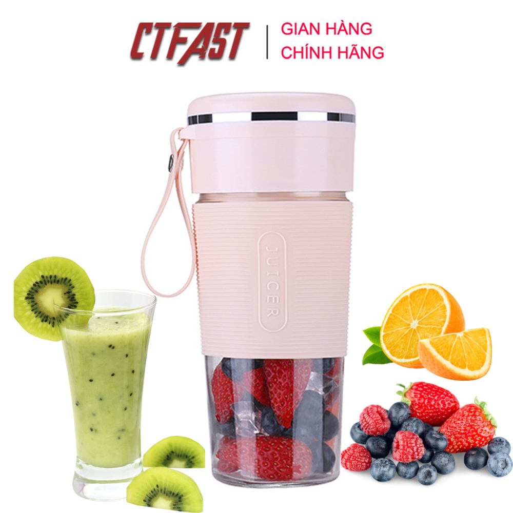 Máy xay sinh tố cầm tay mini CTFAST-JUICER chất liệu cốc thủy tinh an toàn, pin sạc 1500mAh, cảm ứng tự động